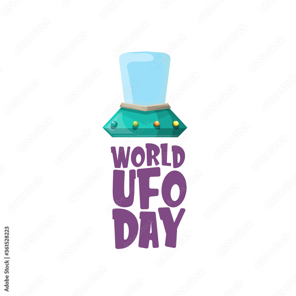 world ufo day greeting card or print with flying Saucer . Cartoon Flying Saucer world ufo day greeting card or print with flying Saucer . Cartoon Flying Saucer