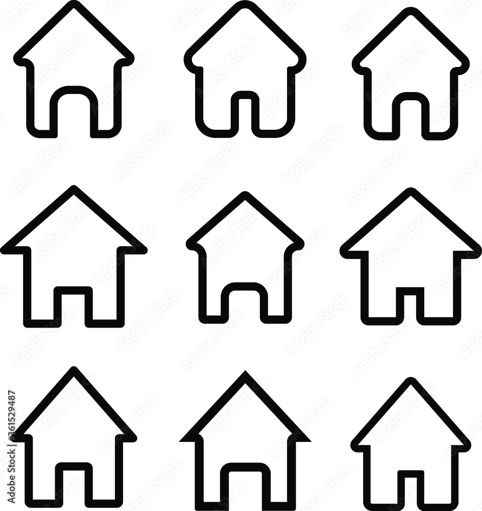 House vector icons. Set of black houses symbols House vector icons. Set of black houses symbols