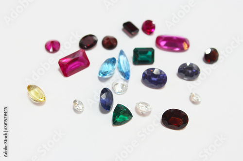 Photos Mixed Gemstones for Jewelry on white background