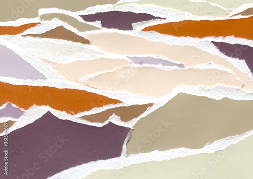 Colorful paper with torn edges, abstract background