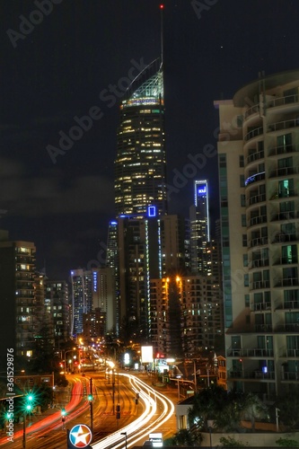 Surfers paradise skypoint at night photo