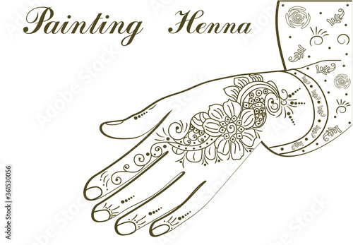 Decorative lines for drawing henna people body design. Mehendi style. Banner with the text. Ideal for advertising your business.
