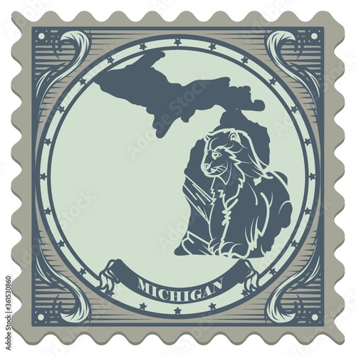 Michigan state postage stamp