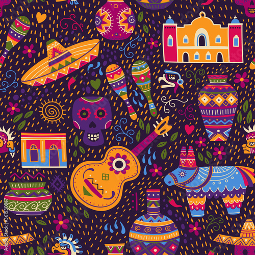 Colors of Mexico seamless pattern