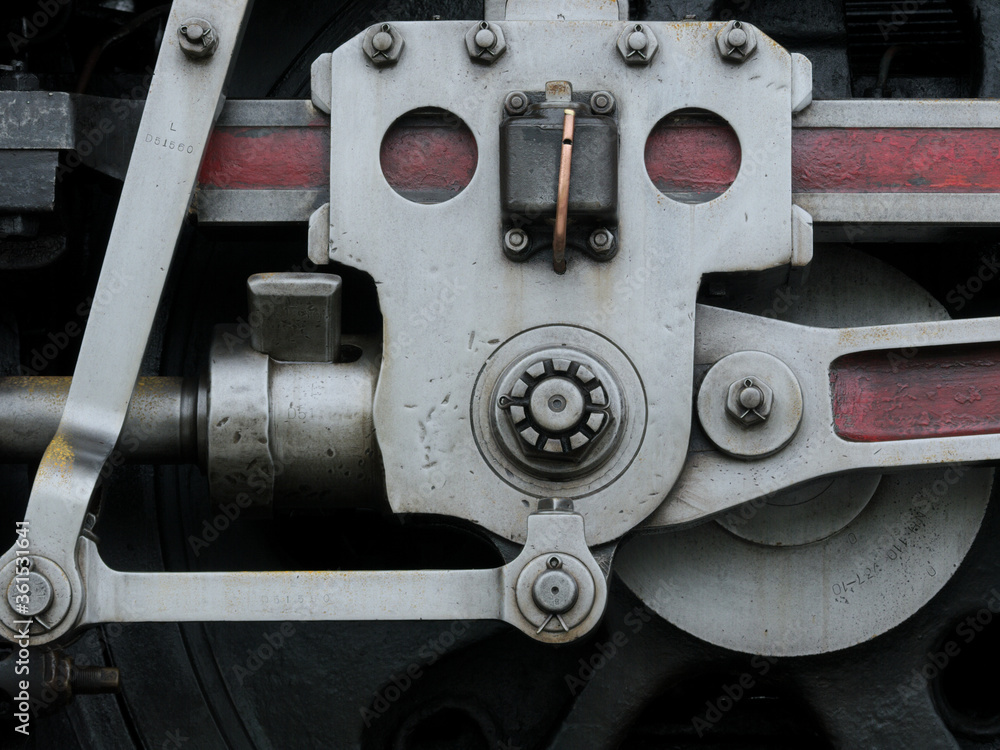 蒸気機関車のクローズアップ