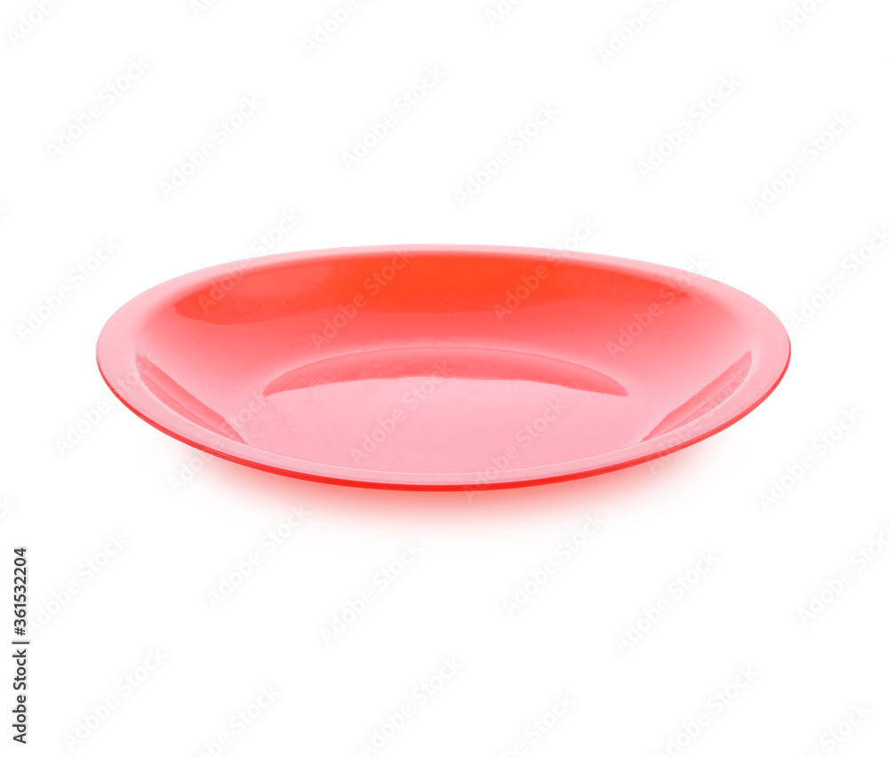 Empty ceramic round plate isolated on white with clipping path Empty ceramic round plate isolated on white with clipping path