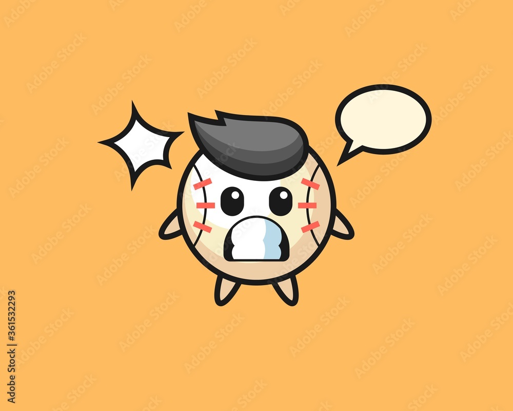Baseball cartoon with shocked gesture Baseball cartoon with shocked gesture