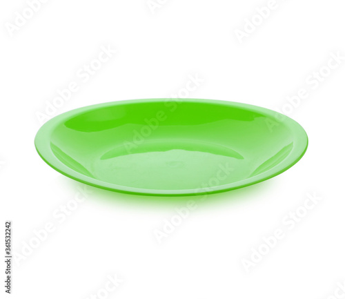 Empty blue plastic dish isolated on white