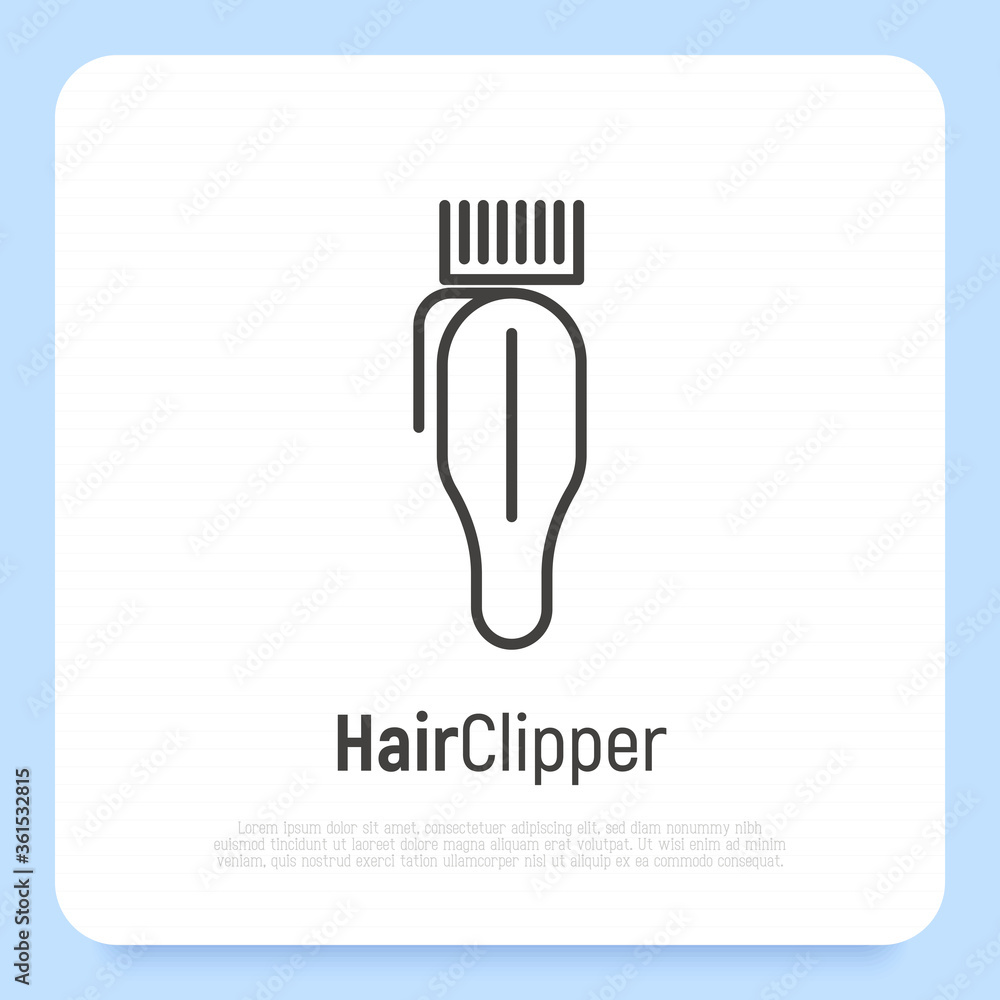 Hair clipper thin line icon. Barber's equipment. Vector illustration. Hair clipper thin line icon. Barber's equipment. Vector illustration.