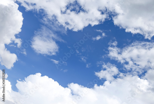 Cloudy sky  nature or weather concept background  white cloud with blue sky