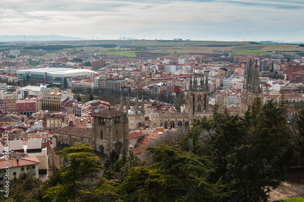 Panoramic view of Burgos and its cathedral