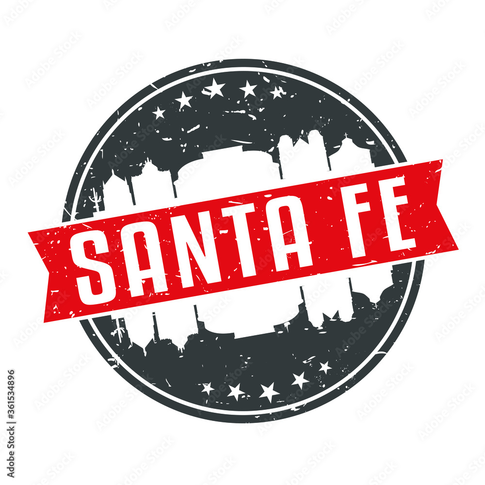 Obraz premium Santa Fe New Mexico Round Travel Stamp Icon Skyline City Design.