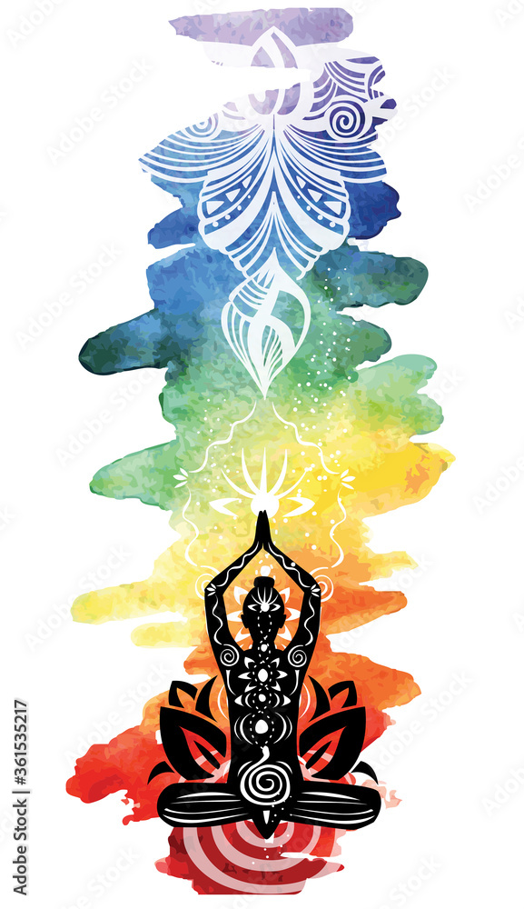 Esoteric colorful background with Yoga symbols Stock Vector | Adobe Stock