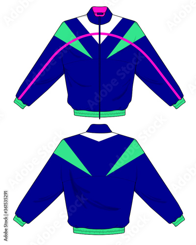 retro vintage windbreaker hoodie jacket template