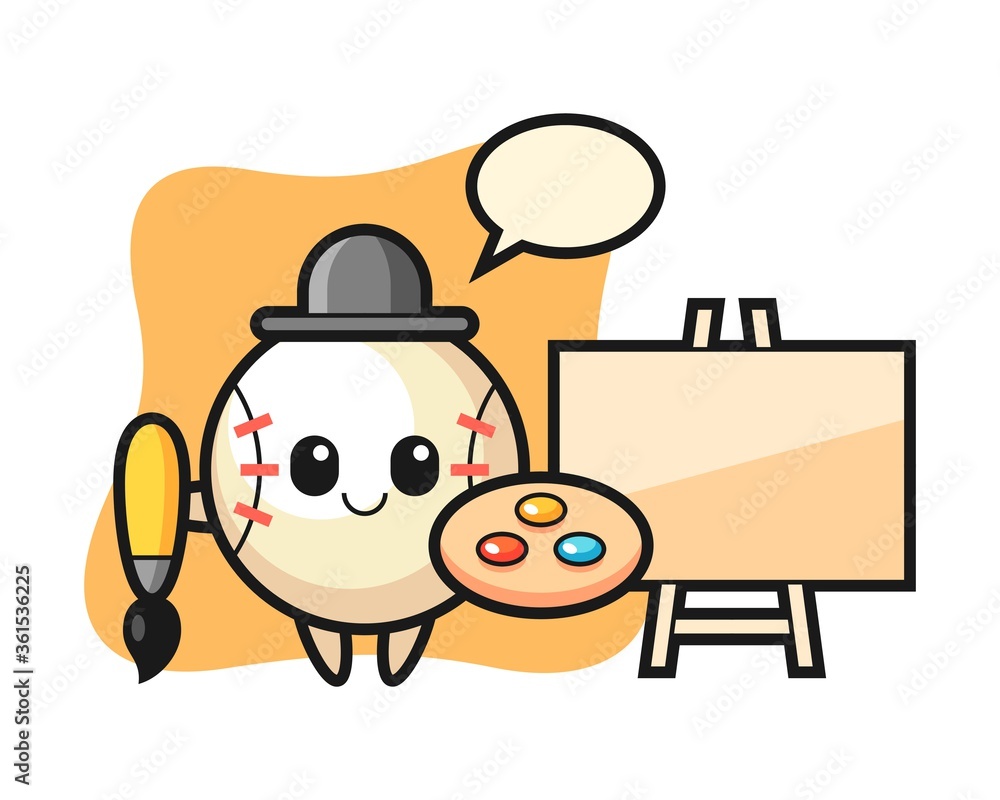 Baseball cartoon as a painter Baseball cartoon as a painter