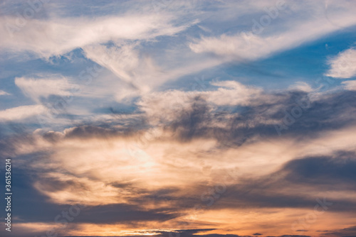 Fototapeta Naklejka Na Ścianę i Meble -  Amazing cloudscape on the sky at sunset time.
