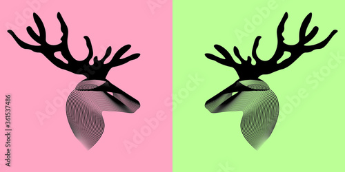 deer with a red background vector illustration, mirrored black