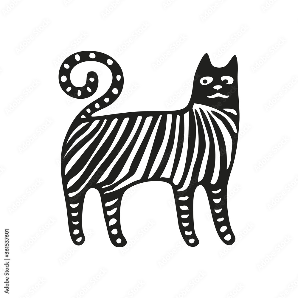 Obraz premium Funny cats set. Black cats silhouette collections. Cartoon style.