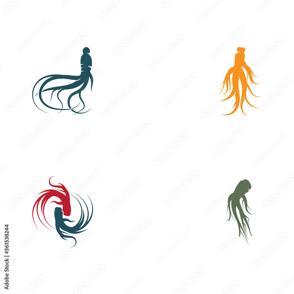 Obraz premium Set Ginseng Wave Logo Template
