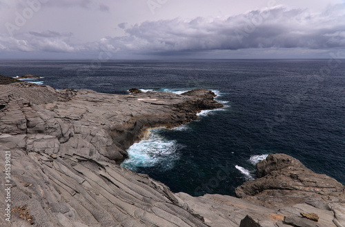 North coast of Gran Canaria, lava fields of Banaderos area, grey textured lava from eruption of Montana de Arucas photo