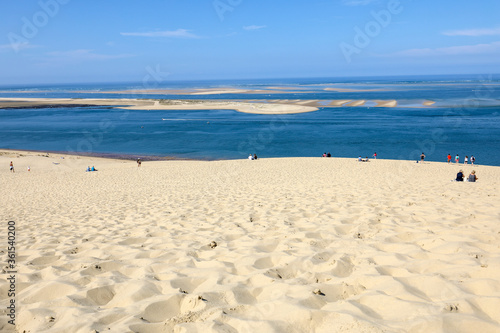 People on the Dune of Pilat  the tallest sand dune in Europe. La Teste-de-Buch  Arcachon Bay  Aquitaine  France