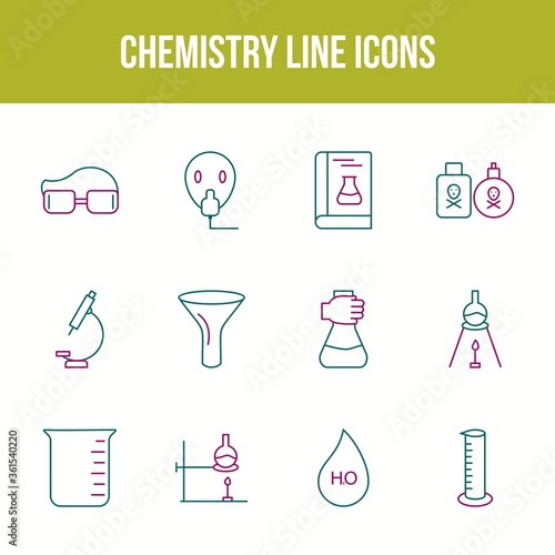 Unique chemistry vector line icon set