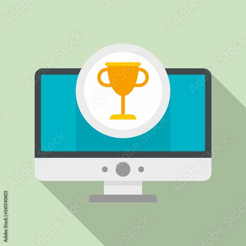 Gamification monitor cup icon. Flat illustration of gamification monitor cup vector icon for web design