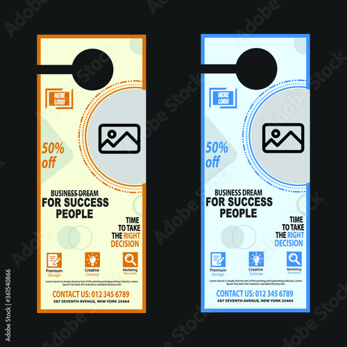 door hanger design. Door hanger Vector illustration, corporate door hanger design, Door hanger tags, do not disturb and make up room sign Premium Vector, Door hanger design template