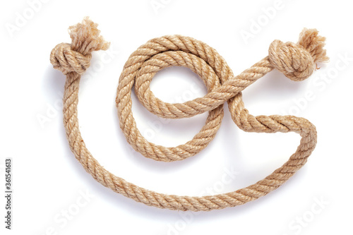 ship rope with sea knot on white background