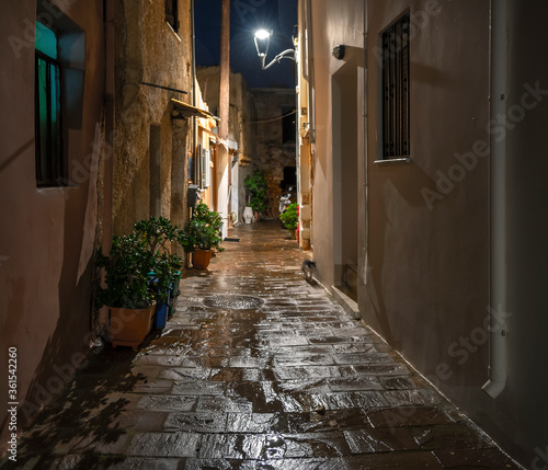 Chania, old town, night streets. Crete, Greece