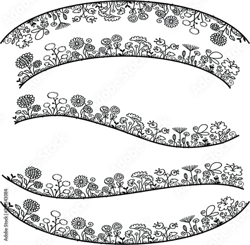 vector drawing flowers border frame design