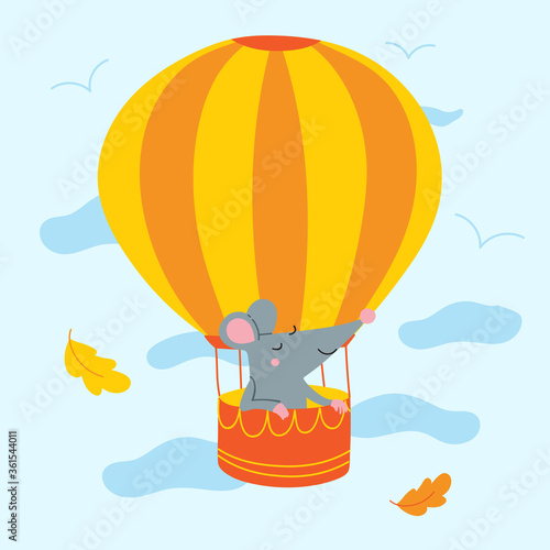 illustration of rat in air balloon