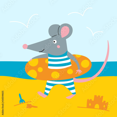 illustration of rat in lifebuoy