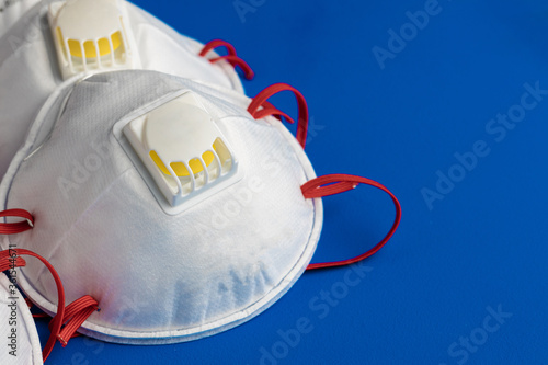 White medical mask for protection against viruses and pollution