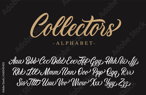 Collectors calligraphy script design. Vector alphabet.