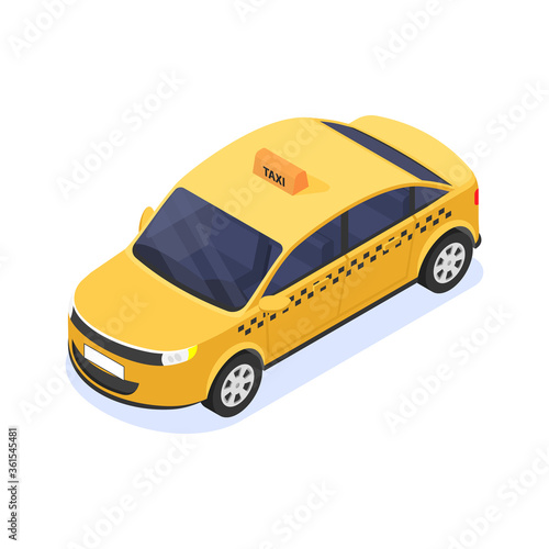 Modern isolated taxi car icon on a white background.