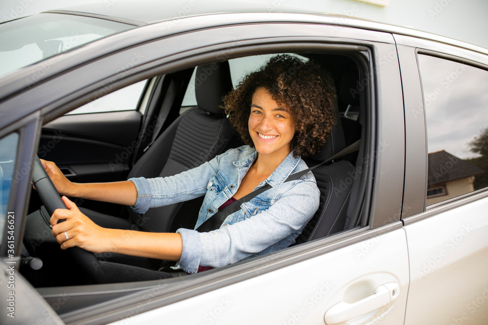 woman in car