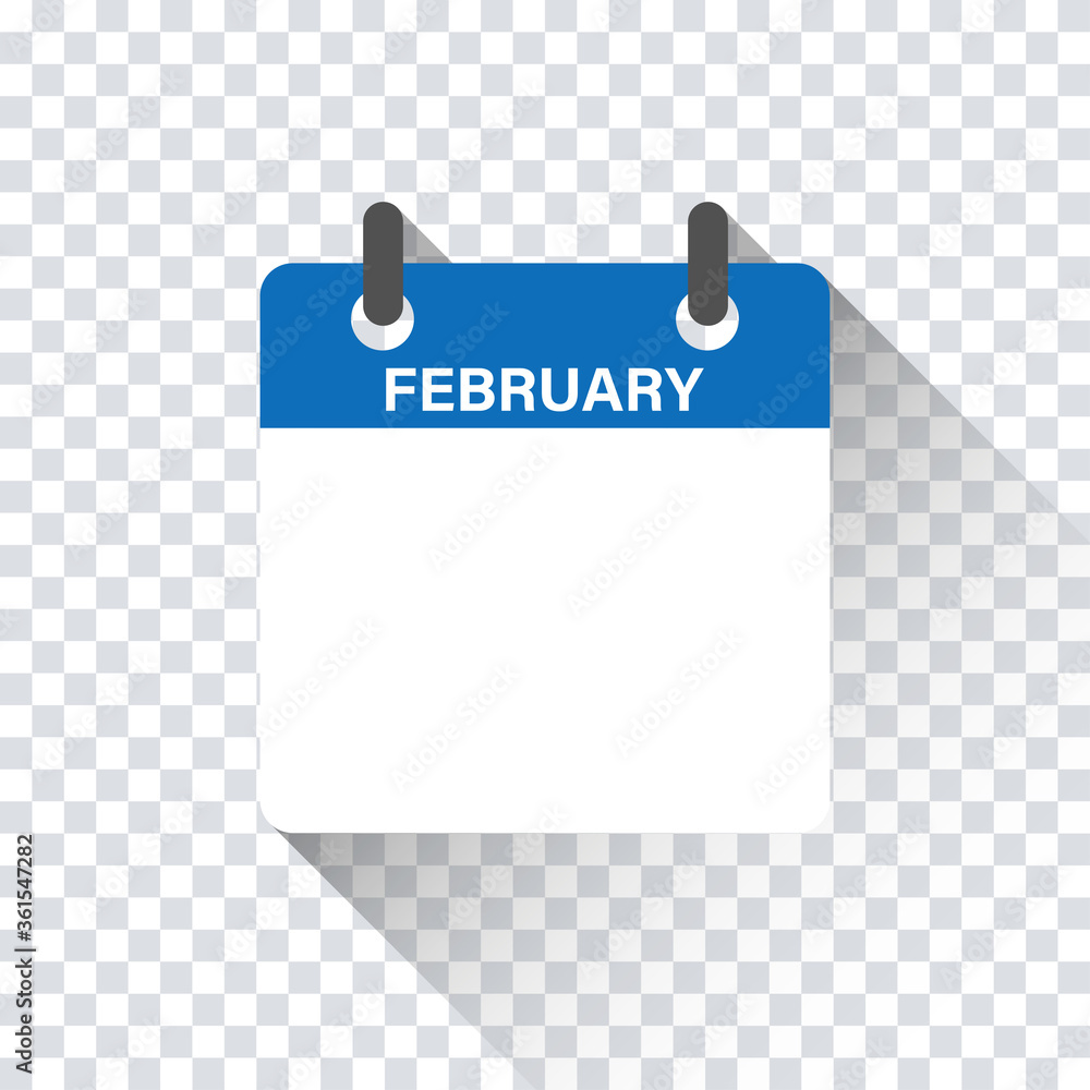 Calendar daily flat February month. Vector isolated illustration.Calendar personal organizer mockup in flat design. Stock vector. Calendar daily flat February month. Vector isolated illustration.Calendar personal organizer mockup in flat design. Stock vector.