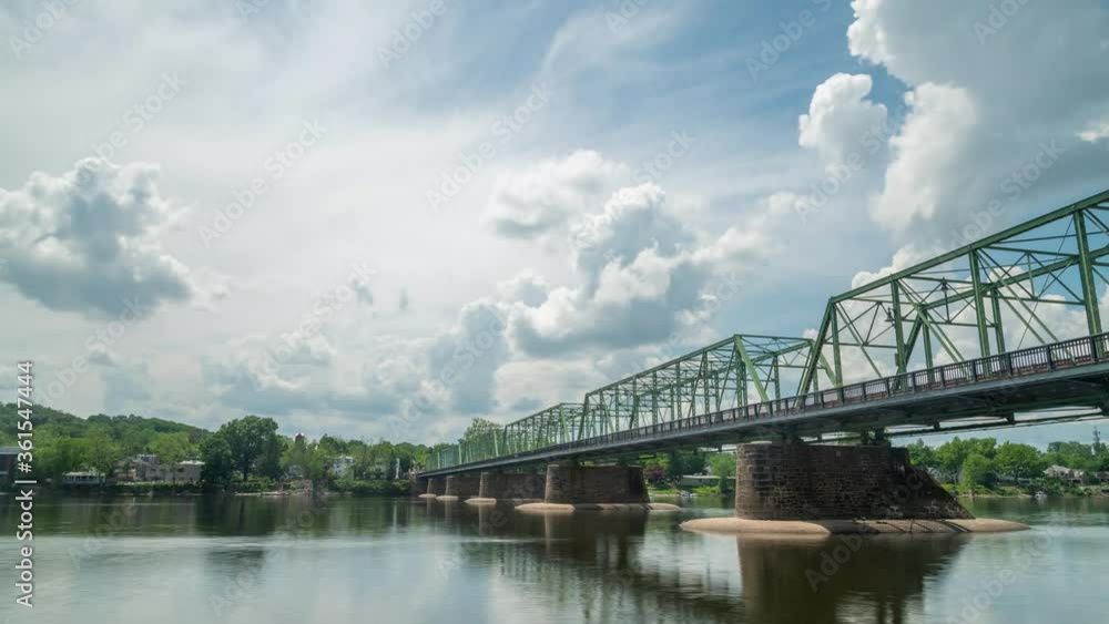 Lambertville, New Jersey, Delaware River Bridge, Day Timelapse Video Lambertville, New Jersey, Delaware River Bridge, Day Timelapse Video
