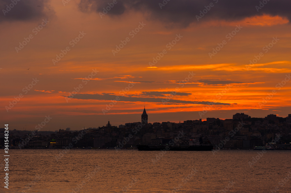 Sunset view of istanbul, Turkey.