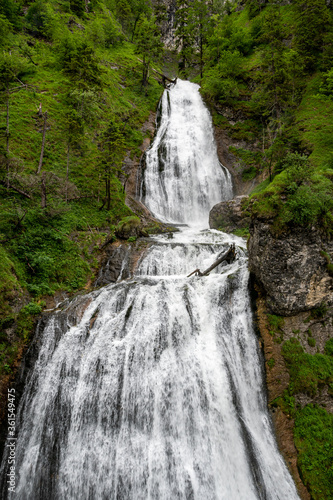 waterfall at palfauer wasserlochklamm in the austrian alps