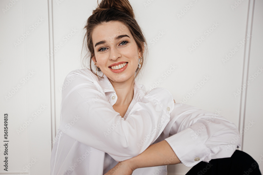 portrait of a young smiling woman portrait of a young smiling woman