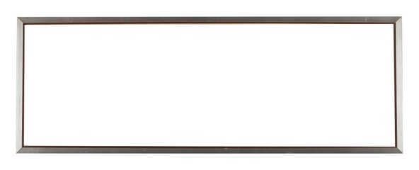 Metal rectangular frame for panoramic painting or picture isolated on a white background