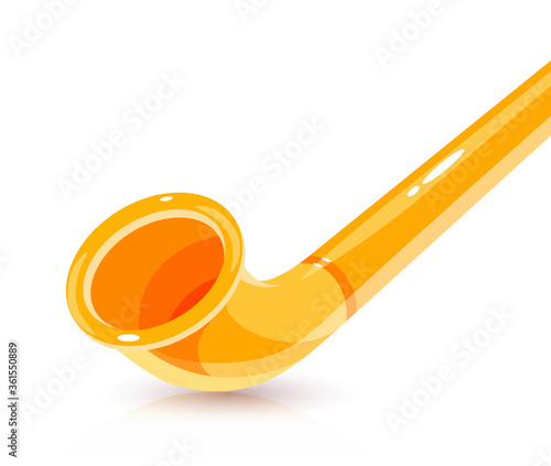 Alphorn on white background. Vector Banner with large copy space for description of Music Event Festival or Store detail.