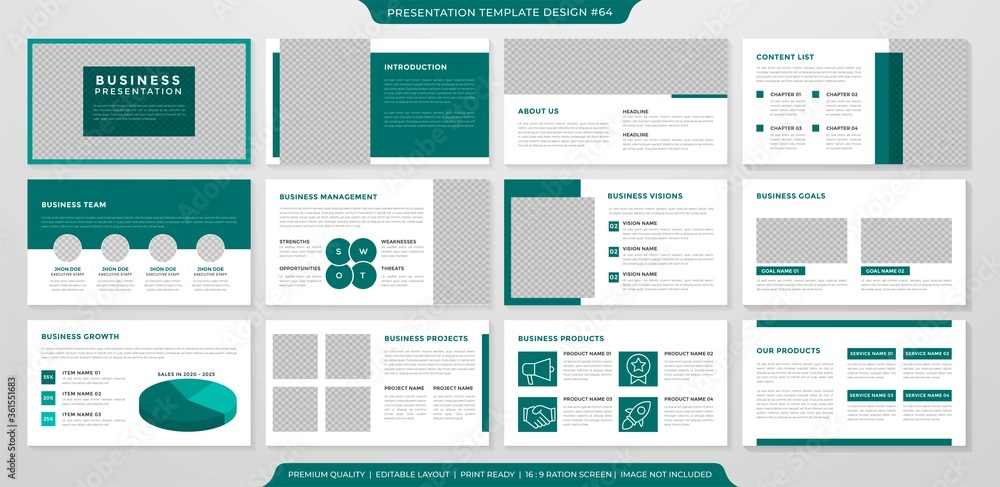 set of presentation layout template design with minimalist style use for business proposal and annual report - obrazy, fototapety, plakaty 
