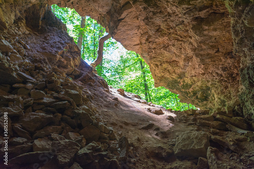 view from a cave in the Ichalkovsky forest