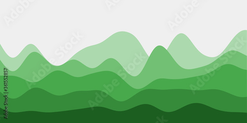 Abstract green hills background. Colorful waves classy vector illustration.