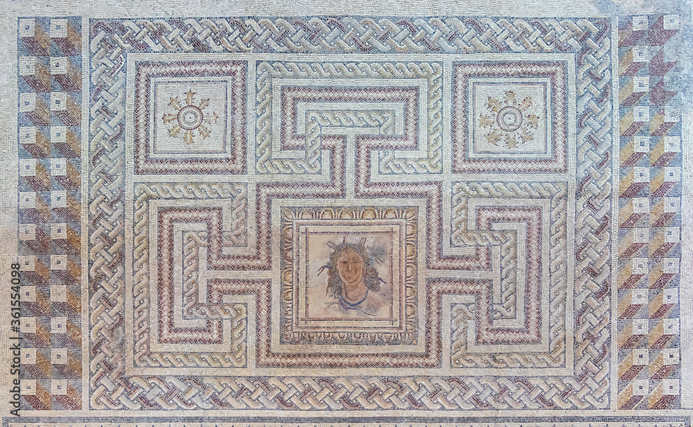 View of old polychromatic mosaic