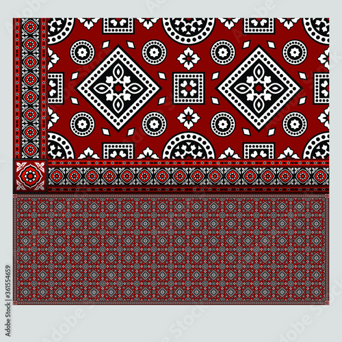 Ajrak Shawl - Sindhi Culture Fabric Pattern - Traditional Indus Valley wardrobe - print ready format. 