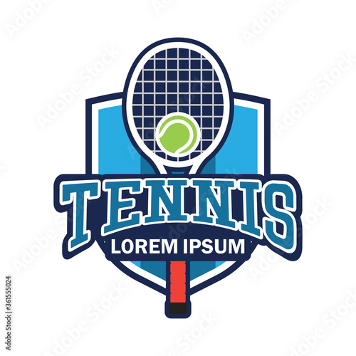 tennis court logo with text space for your slogan tag line, vector illustration